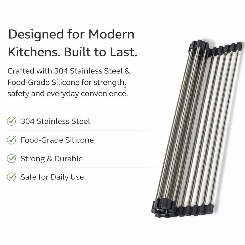 The roll-up dish drying rack holder