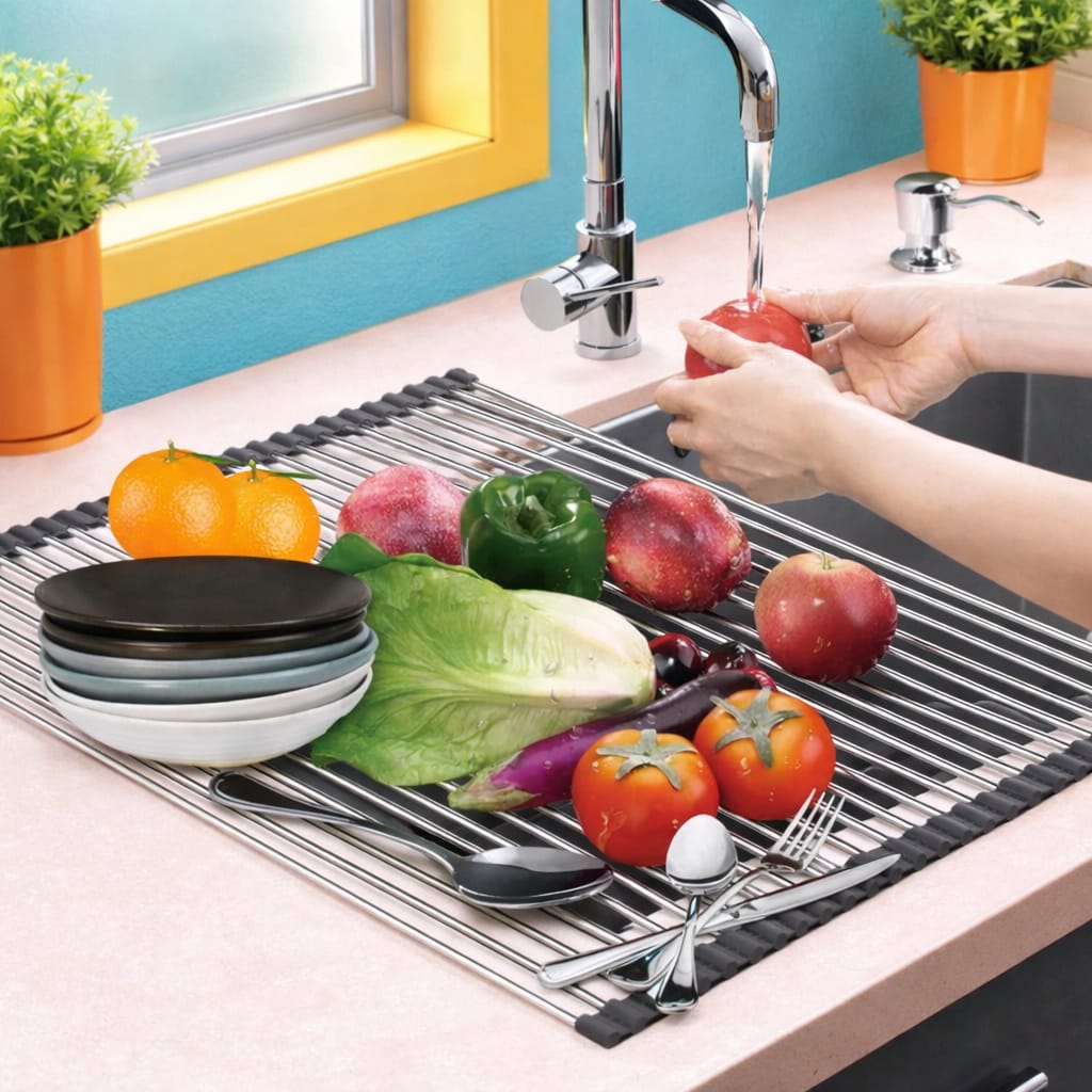 The roll-up dish drying rack holder